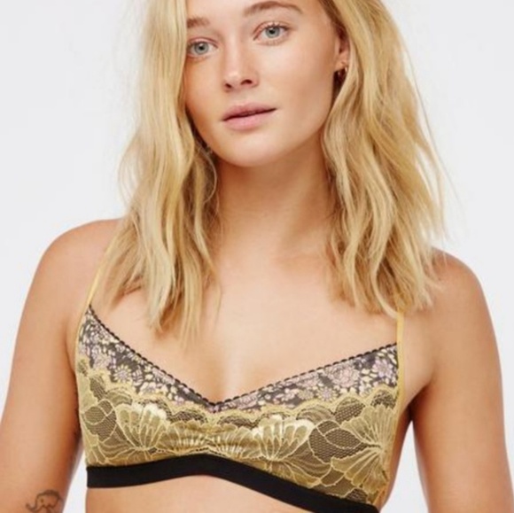 Free People Other - Free People Pull On Floral and Yellow Lace Bra
